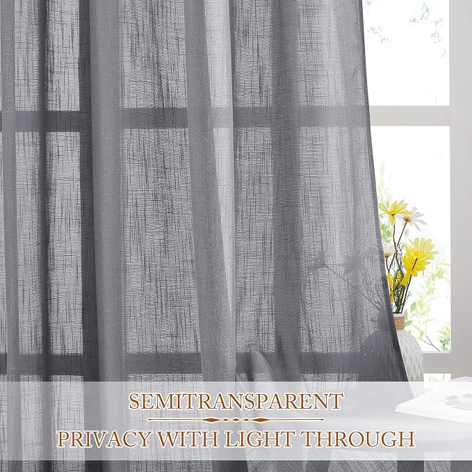NICETOWN Linen Textured Sheer for Bedroom - Image 5