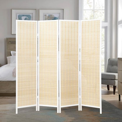 Roundhill Furniture Inkwell 4-Panel Bamboo Room Divider, Folding Portable - Image 2
