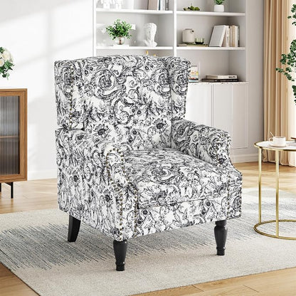 Pia Ricco Set of 2 Floral Accent Chairs, High Back Upholstered Armchairs - Image 5