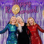 BRAVESHINE Purple Tinsel Foil Fringe Curtains - 2Pcs 3.2x8.2ft Metallic Holidays Photo Backdrop for Halloweens Birthdays Valentine's Bridal Shower Bachelorette Anniversary Engagement Party Supplies
