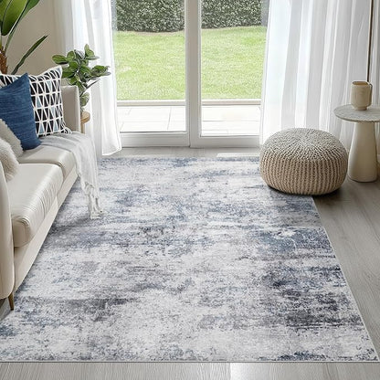 4x6 Area Rugs for Living Room Washable Bedroom Dining Room Blue Grey | Modern by Aelenmu