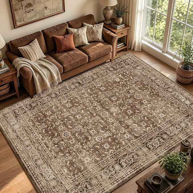 5x7 Ft Area Rugs for Living Room, Soft Non-Slip Machine Washable Rug, Vintage by Lo%CC%80utiRootHome