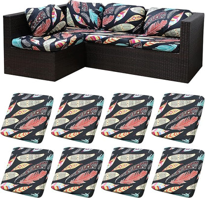 8Pcs Patio Cushion Covers, Outdoor Stretch Cushion Covers, Washable | Stretch by Unknown