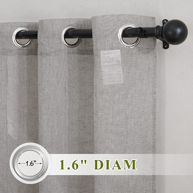 NICETOWN Charcoal Grey Linen Curtains - Image 2