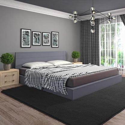 5x7 Area Rugs for Living Room Non Slip Dorm Bedroom Rug, Dark Grey | Modern - Image 4