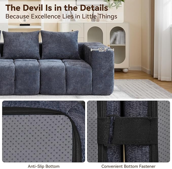 78.7" Loveseat Boneless Couch, Upholstered Cloud Love Seat - Image 3