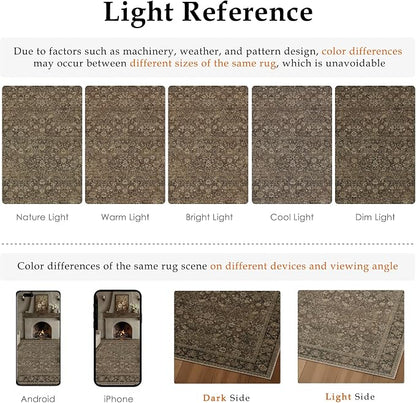 2x3 Brown Linen Look Washable Area Rug - Image 9