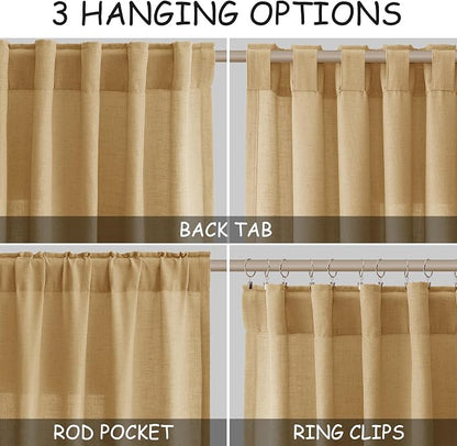 Gold Yellow Linen Curtains 72 Inch Length - Image 2