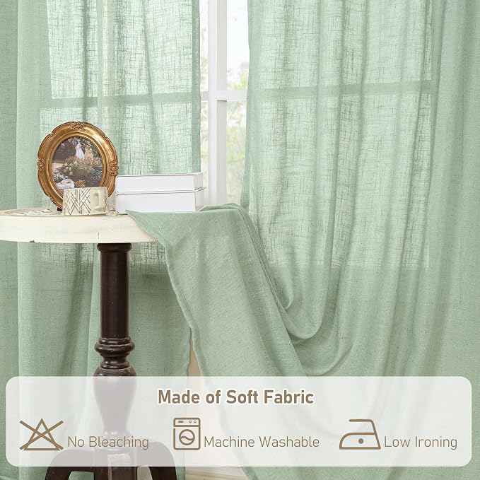Semi Sheer Linen Curtains 63 Inch - Image 8