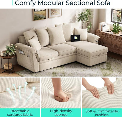 LINSY HOME 90.5'' Sectional Sleeper Sofa - Image 6