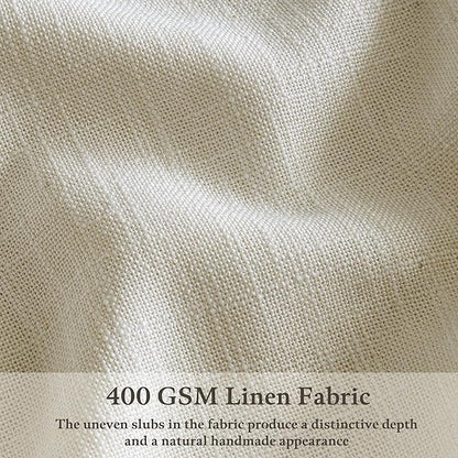 126 Inch Semi Sheer Linen Pinch Pleated Extra Long Curtains Beige Light Tan | - Image 2