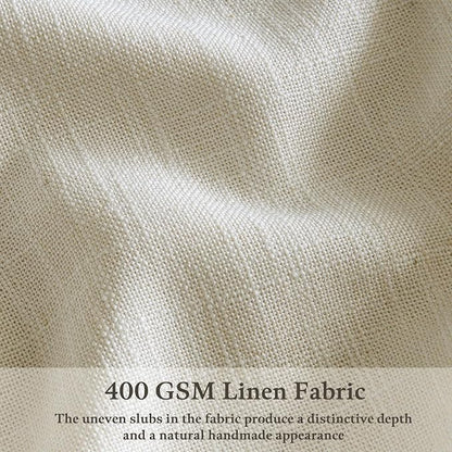 Farmhouse Linen Semi Sheer Pinch Pleated Curtains Warm Ivory 90 Inches Long | - Image 3