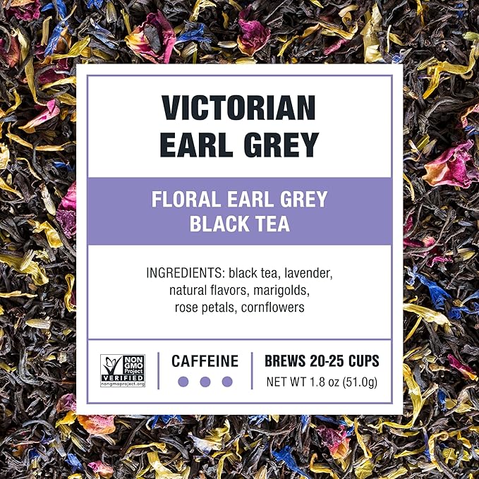 Tiesta Tea - Victorian Earl Grey, Loose Leaf, Floral Earl Grey Black Tea, Premium Blend, High Caffeinated Black, Make Hot or Iced Brews Up to 25 Cups, 1.8 Ounce Resealable Pouch