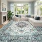 RELEANY Washable Area Rug, Large 10'x14', Teal Green/White/Navy | Non-Slip by RELEANY