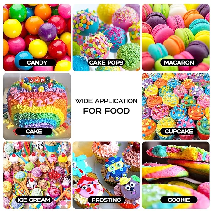 Gel Food Coloring 12 Colors x 0.7 oz Herbeklab Concentrated Gel Based Food Dye Vibrant Icing Colors Neon Food Coloring for Baking Cake Decorating Cookies Fondant