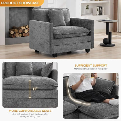 WUTUTUEE 41'' Modern Chenille Oversized Chair, Upholstered Accent Living Room - Image 3
