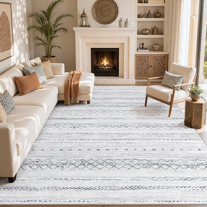 cotiled 6x9 Area Rugs for Living Room: Boho Washable Rug for Dining Room | - Image 8