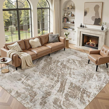 DMOYEST 10x14 Washable Area Rug: Abstract Modern Non-Slip Carpet, Soft Low Pile by DMOYEST
