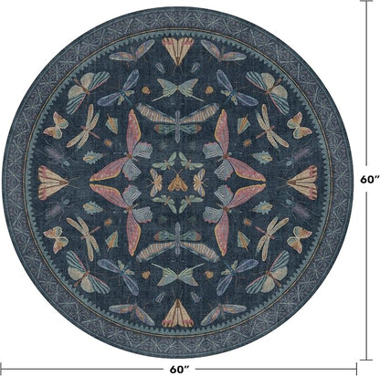 5ft Round Dark Blue Rug for Entryway Indoor, Soft Washable Circle Throw Rug for - Image 2