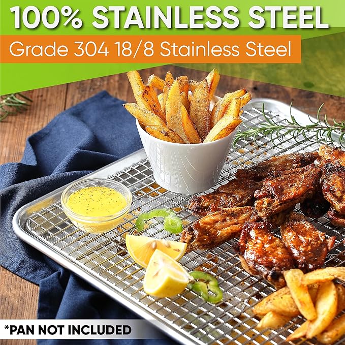 Spring Chef 11.8" x 17" Stainless Steel Cookie Cooling Rack - Oven Safe - Baking Rack for Bacon, BBQ, Jerky, Bread, Pizza, Cake - Fits Half Sheet Roasting Pan - Dishwasher Safe