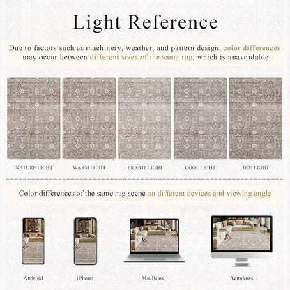 Schweek 6x9 Area Rug Washable Neutral Rug Non Slip - Image 6
