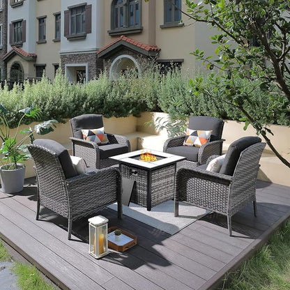 ovios 5-Piece Patio Furniture Set, Outdoor Wicker Sofa by OVIOS
