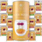 Teabloom Caffeine-Free Petite Blooming Teas - Gift Canister of 12 Assorted Flowering Teas - Ideal with Teabloom Borosilicate Glass Cups or Smaller Teapots
