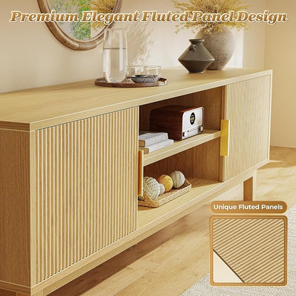 PRAISUN 54 Inch TV Stand for 50, 55 Inch TV, Fluted Entertainment Center - Image 7