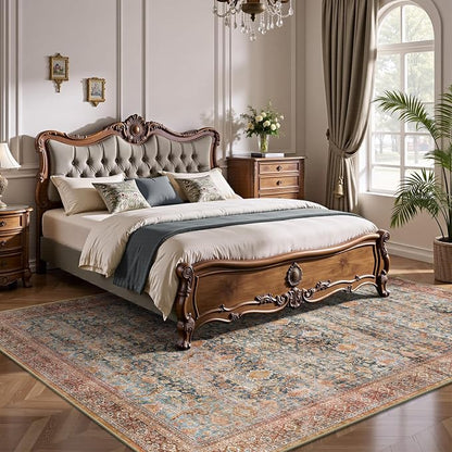 5x7 Area Rugs - Washable Vintage Retro Living Room Rug, Soft Ultra Thin Non - Image 3