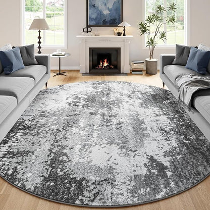 Round Rugs 8ft Washable Grey Circle Area Rug by Acapet
