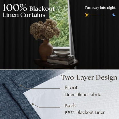 Extra Long Navy Blackout Pinch Pleat Curtains 120 Inches Long - Image 5