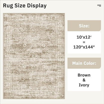 Soalmost 10x12 Area Rugs for Living Room Washable Rug Non-Slip Brown | Large - Image 5