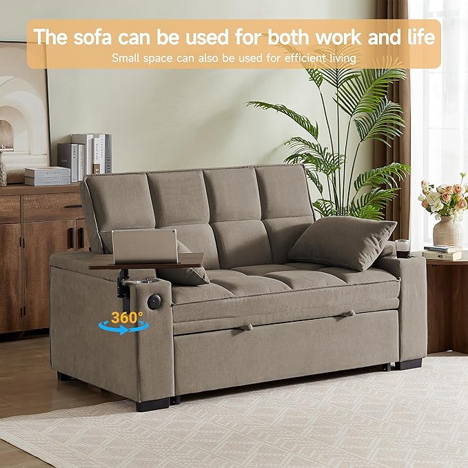 Auvsoce 65'' Chaise Lounge Chair Indoor, 3-in-1 Convertible Sofa Bed - Image 5