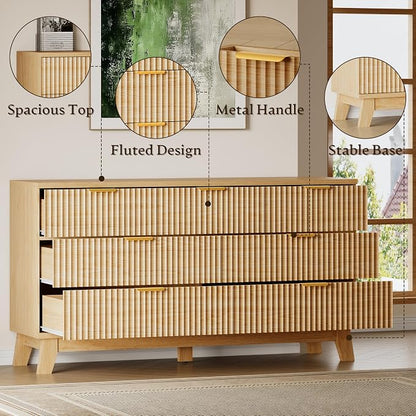 BORNOON Fluted 7 Drawer Dresser, 47.2" Wide Modern Boho Chest of Drawers - Image 5