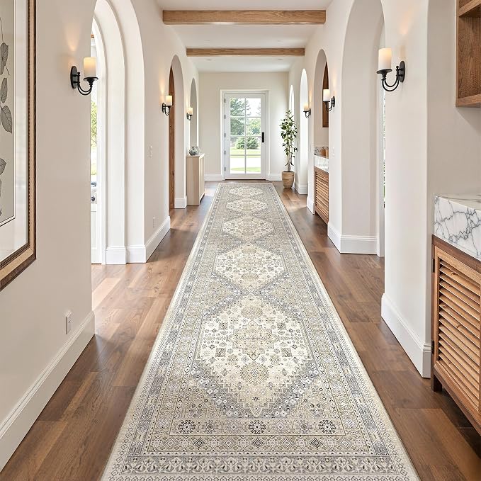 2'6 x 16' Runner Rug Non Slip, Washable Kitchen Rugs, Living Room, Extra Long by Zesthome