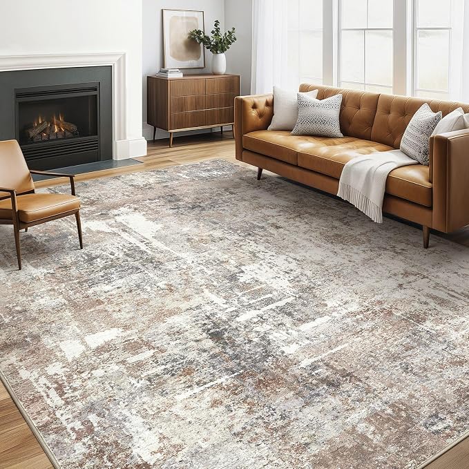 Area Rug Living Room Rugs: 5x7 Washable Large Abstract Modern Soft Stain by LOONGRUG