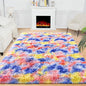 3x5 Tie-Dyed Blue Red Yellow Fluffy Soft Area Rug Non-Slip by ModernHomeDecor