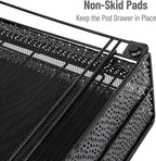 Mind Reader Single Serve Coffee Pod Organizer with 2 Drawers, 72 Pod Capacity, Metal Mesh, 13"L x 12.75"W x 5"H, Black