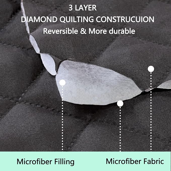 Reversible Couch Cover for 3 Cushion, Dark Grey | Couch Cover for Sofa - Image 3