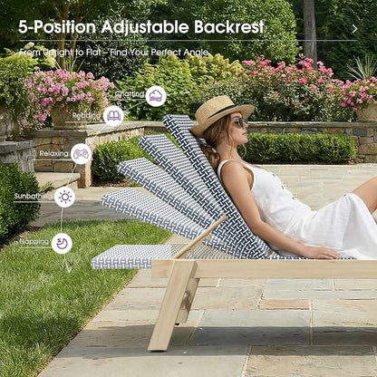 PURPLE LEAF Extra Large Patio Chaise Lounge 2 Pieces French Outdoor Wicker - Image 8
