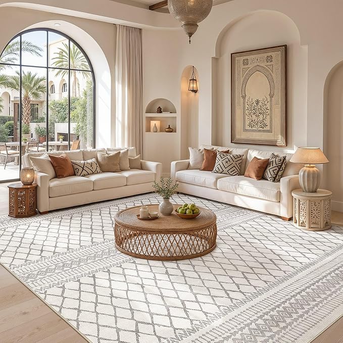 cotiled Boho 5x8 Area Rugs for Living Room: Soft Moroccan Washable Rug | Solve - Image 4