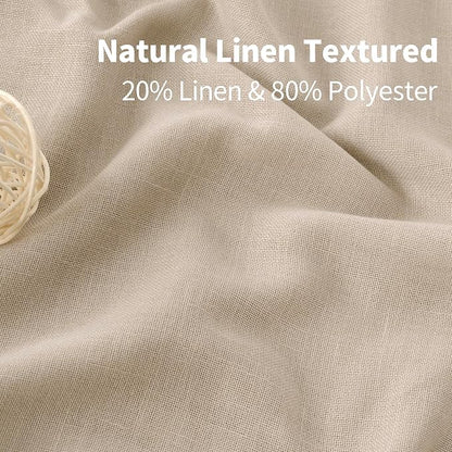 YoungsTex Tan Linen Semi Sheer Curtains 84 Inches Long - Image 3