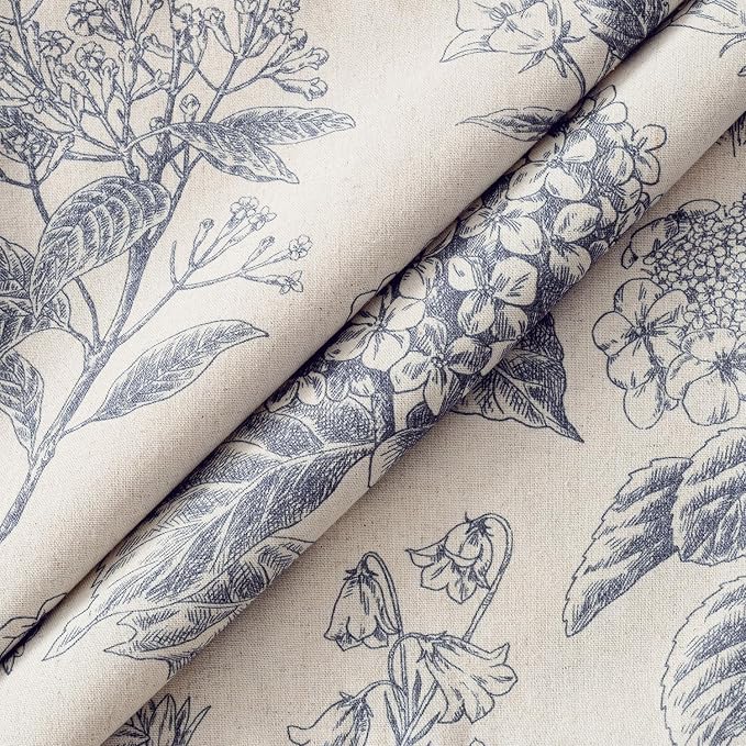 Set of 2 Euro Floral Pillow Covers 24x24 Inch Navy Blue | Decorative Neutral - Image 2