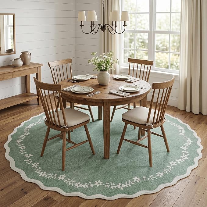GarveeHome Round Rugs 6ft Scalloped Washable Circle Rug - Image 8