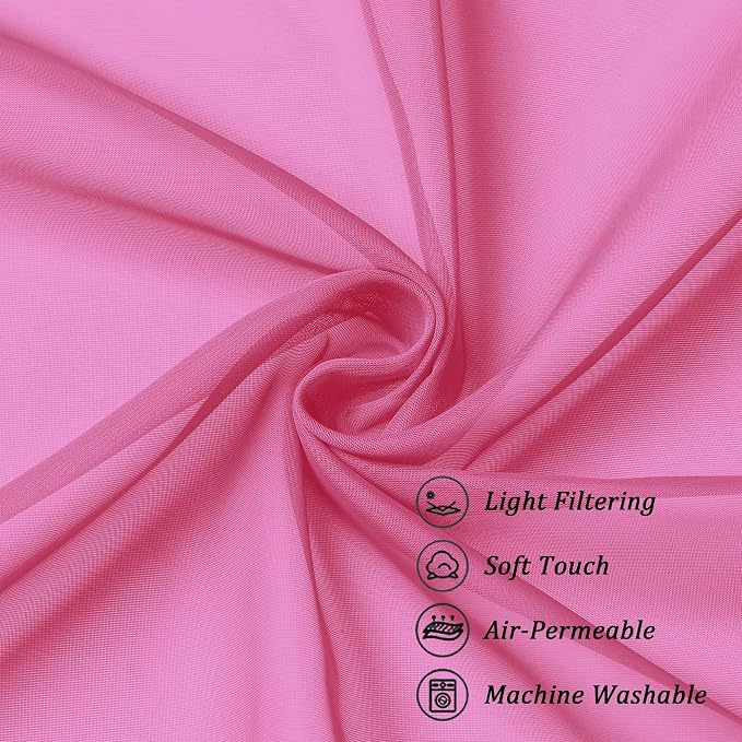 Chyhomenyc Hot Pink Sheer Curtains 96 inches Long 2 Panels, Light Filtering - Image 7