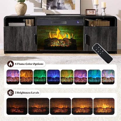 AMERLIFE 70" Fluted Fireplace TV Stand - Image 4