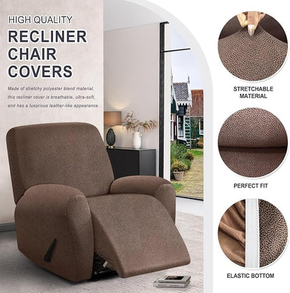 ANARACHON Leather Look Recliner Chair Covers, 4-Pieces Stretch Recliner Cover - Image 5