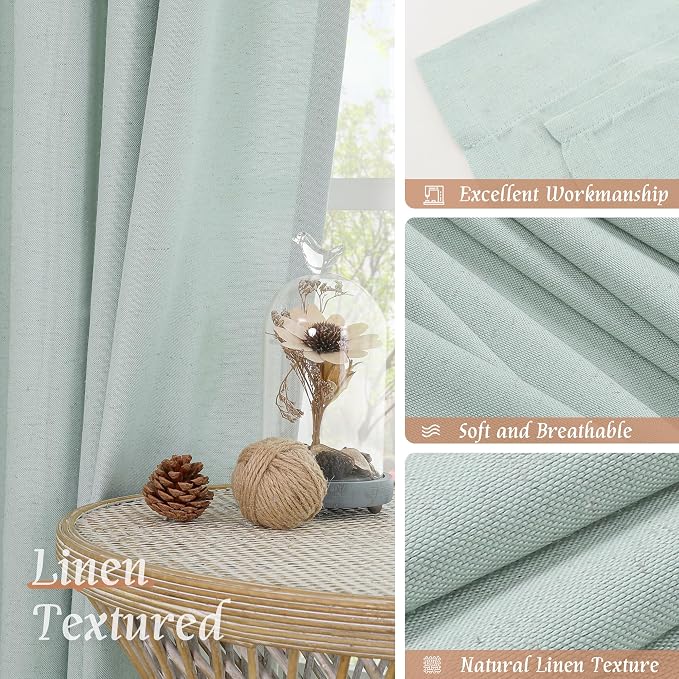 Semi Sheer Linen Curtains 63 Inch Length - Image 7