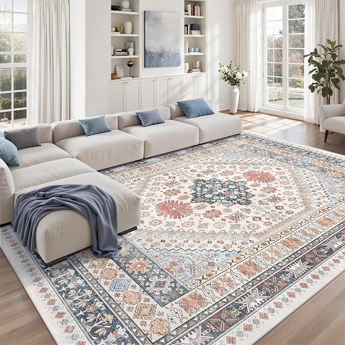 Pink Rugs for Bedroom-9x12 Area Rugs for Living Room, Dining Room, Low Pile - Image 4