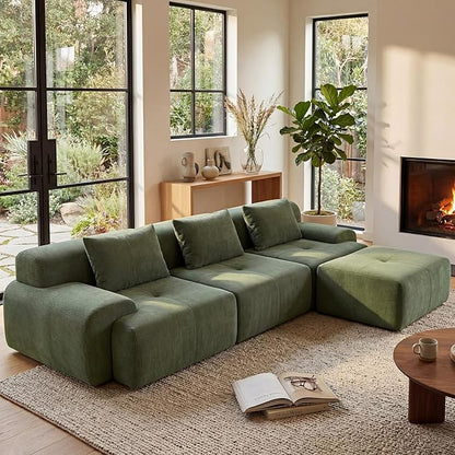 GRUSIGN 108'' Modular Sectional Boneless Sofa, Tufted Sectional Couches by GRUSIGN